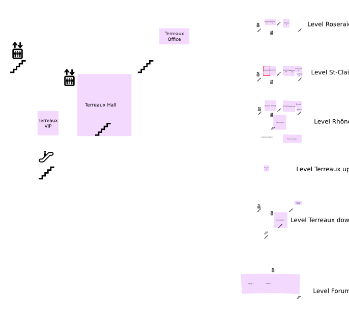 Floor plan with highlight on Terreaux Hall