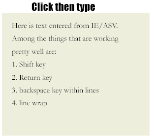Text typed into ASV+IE showing few problems