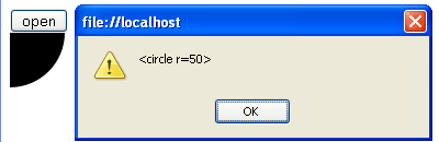 alert box showing <circle r=50>