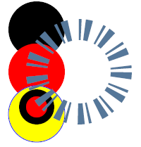circles with varying fill, stroke, stroke-width and stroke-dasharray