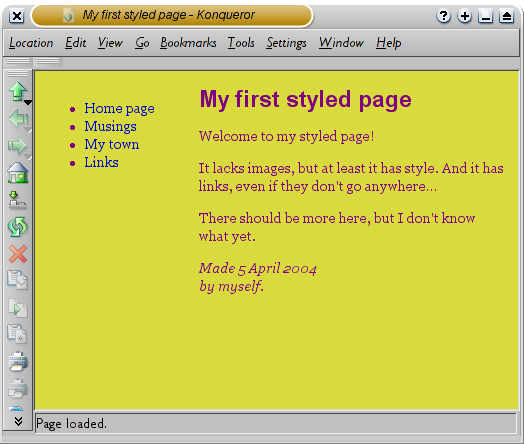 Screenshot with menu on the left