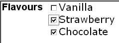 checkboxes, Vanilla, Strawberry, and                                                                                                                                                    Chocolate; Strawberry and Chocolate                                                                                                                                                    selected