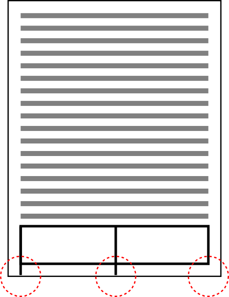The table has borders around every cell except the bottom right hand cell, which lacks the bottom and right borders.