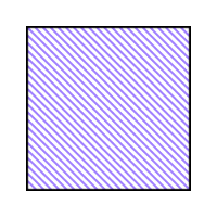 A hatch example with parallel lines filling a rectangle at a 45 degree angle.