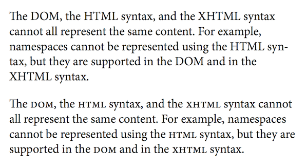 using
   all-small-caps in acronym-laden text