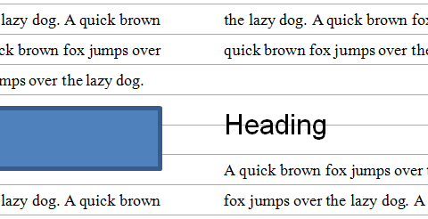 Vertical rhythm kept through pictures and different size of text in a multi-column document