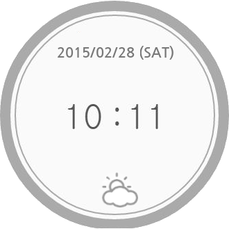 An image of a round clock within a round display