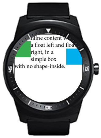 A layout of web contents without shape-inside:display