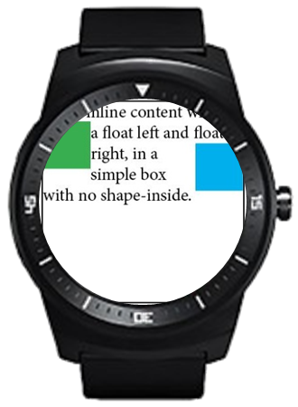 A layout of web contents without shape-inside:display