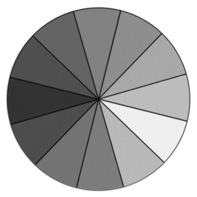Color wheel with shades of gray
