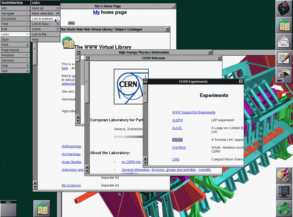early color screenshot of worldwideweb browser early color screenshot of worldwideweb browser