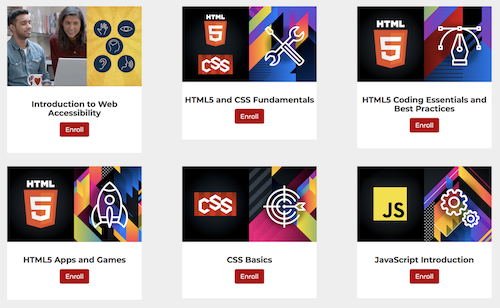 All 6 W3Cx courses: HTML5&CSS Fundamentals, HTML5 Coding Essentials and Best Practices, HTML5 Apps and Games, CSS Basics, JavaScript Introduction and Introduction to Web Accessibility