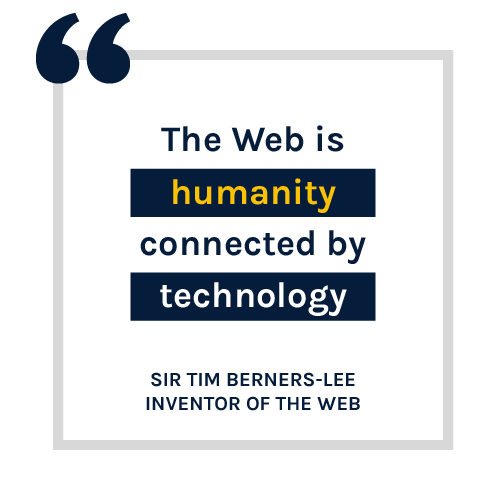 Quote from Tim Berners-Lee: the Web is humanity connected by technology