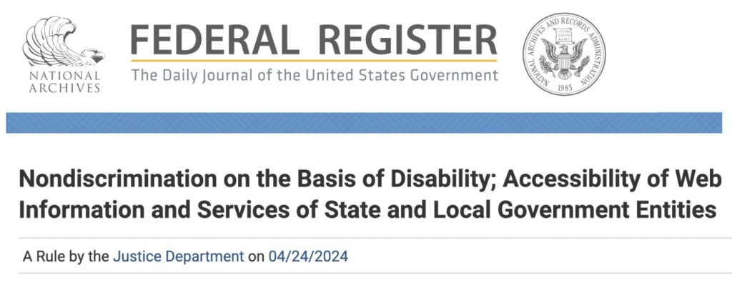 Screenshot of the Federal Register showing the Justice Department Rule.
